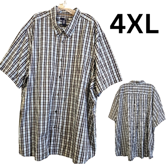 Basic Editions 4XL Men's Plaid Button-Down Shirt Blue Big & Tall AJ-1996 - Picture 1 of 7